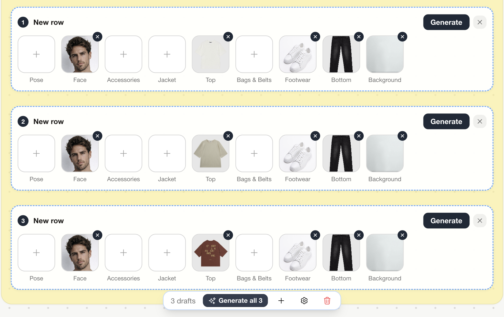 Agent workflow planning rows
